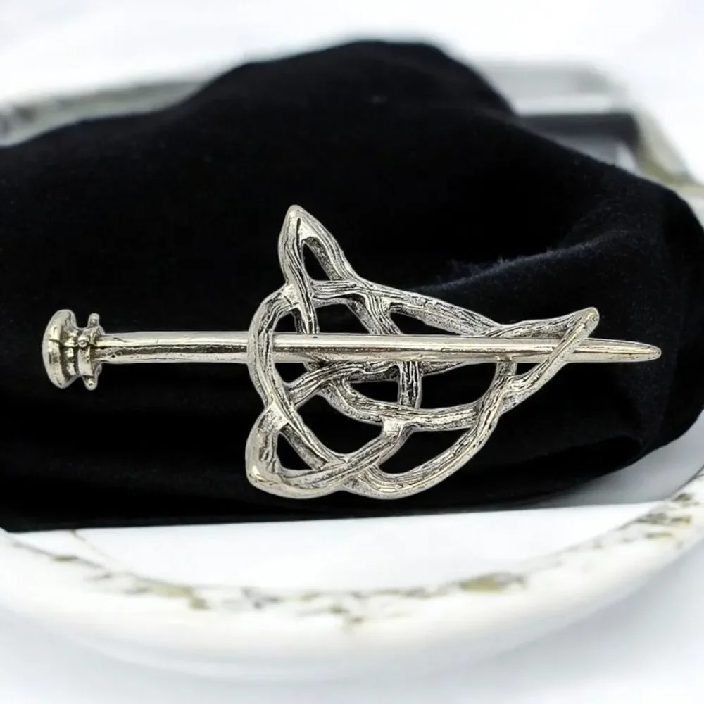 Silver Celtic Knot Hair Pin Triquetra Irish Viking Stickpin Barrette Accessories